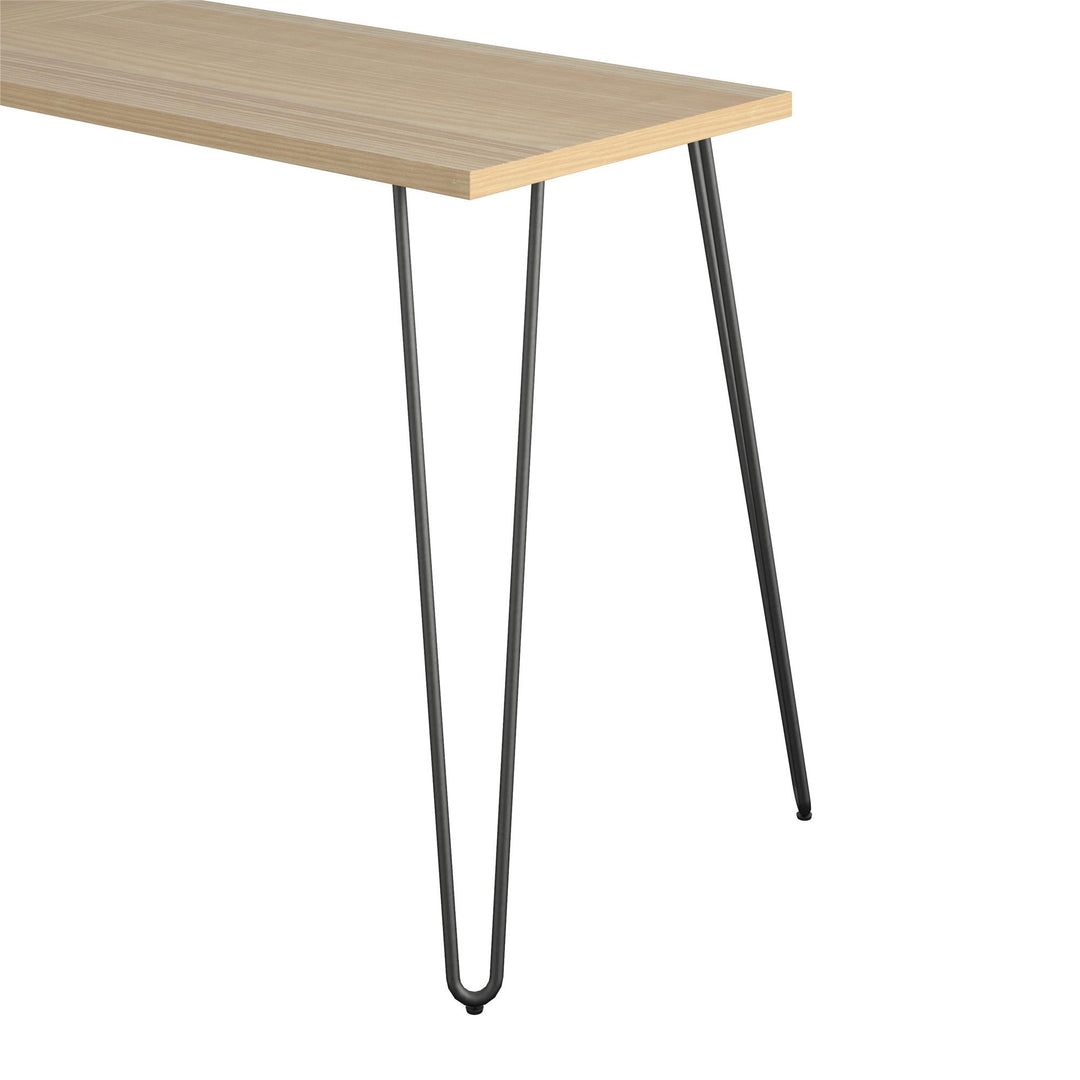Haven Retro Computer L Desk with Riser and Metal Hairpin Legs - Natural