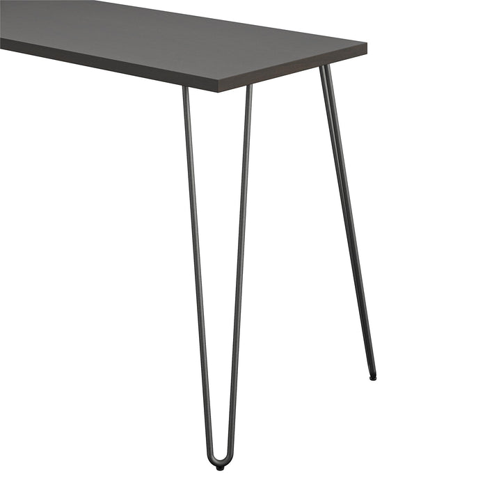 Haven Retro Computer L Desk with Riser and Metal Hairpin Legs - Espresso