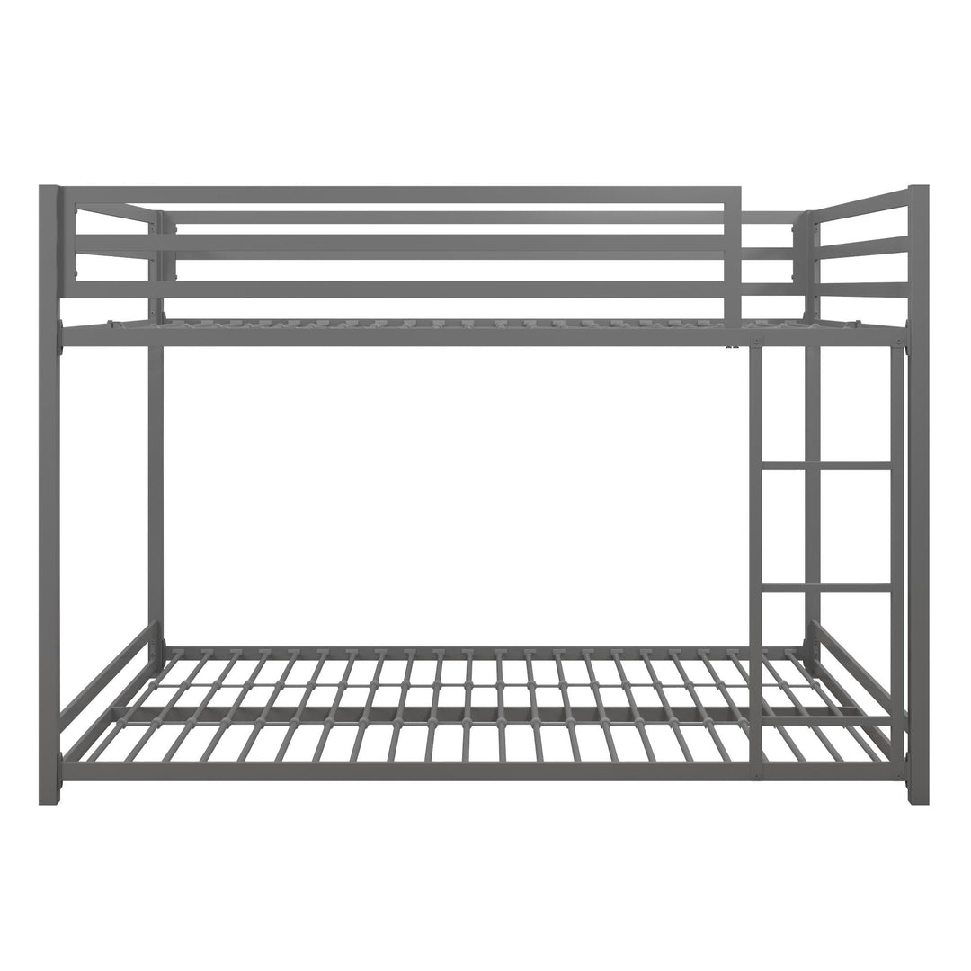 Miles Full Over Full Metal Bunk Bed with Metal Slats and Integrated Ladder - Silver - Full-Over-Full