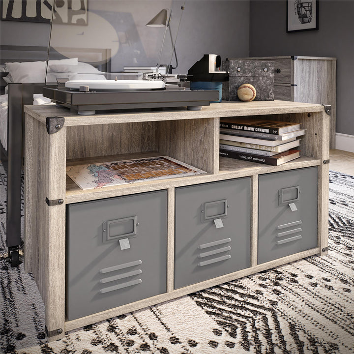 Nova Multipurpose Storage Bench with Metal Accents - Gray Oak