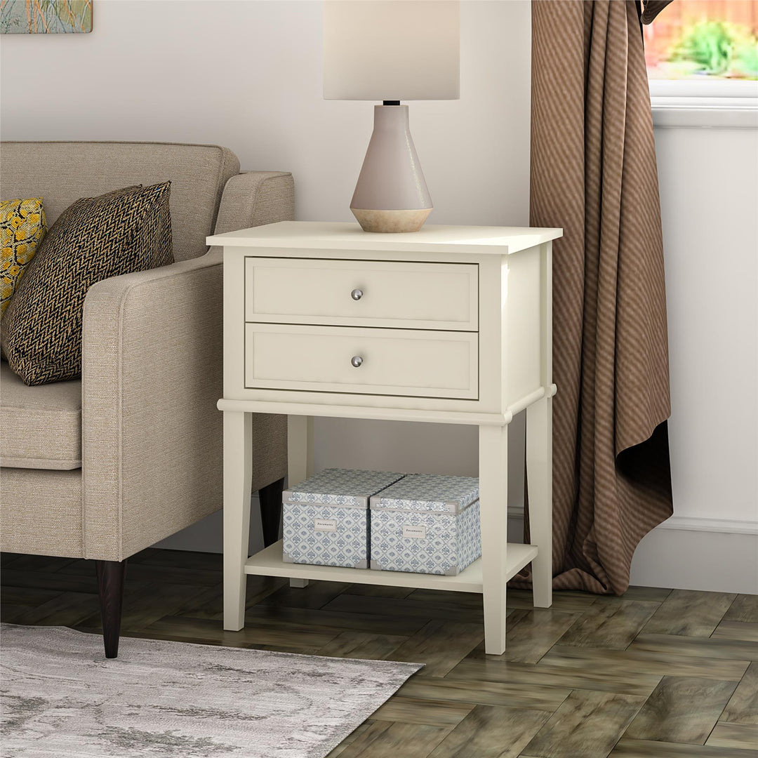 Franklin Accent Table with 2 Drawers - White