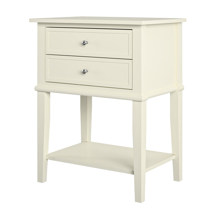 Franklin Accent Table with 2 Drawers - White