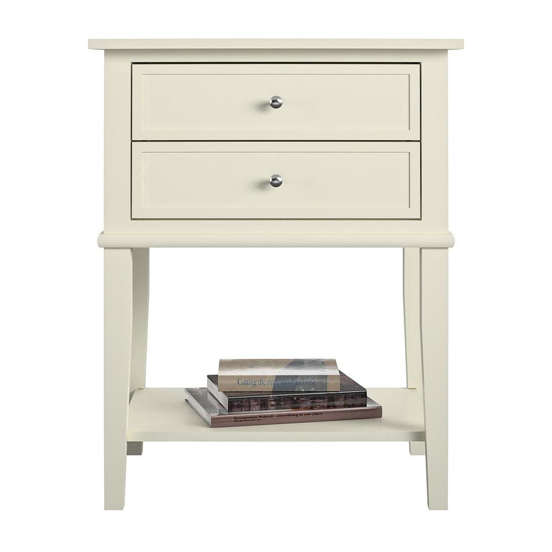 Franklin Accent Table with 2 Drawers - White