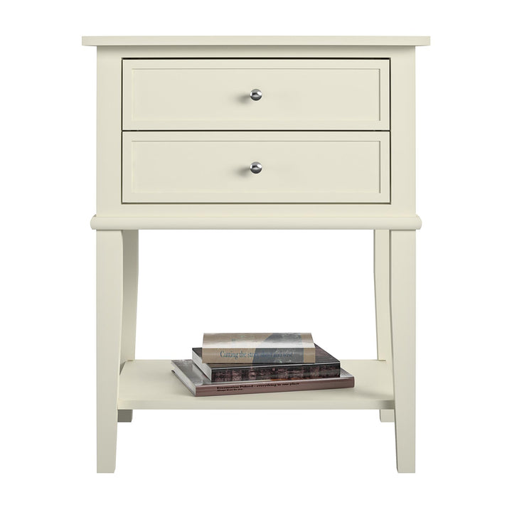 Franklin Accent Table with 2 Drawers - White