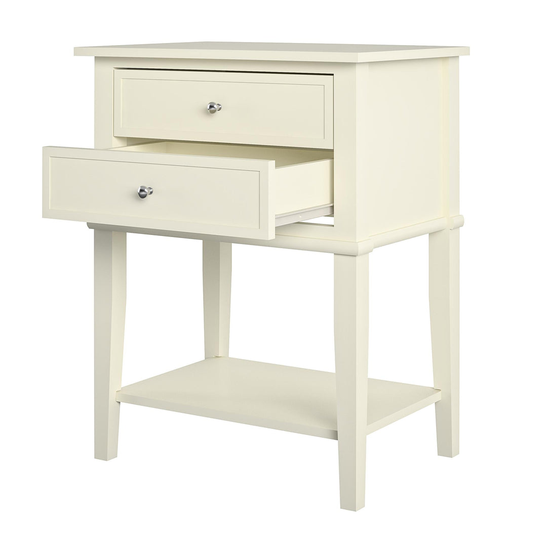 Franklin Accent Table with 2 Drawers - White
