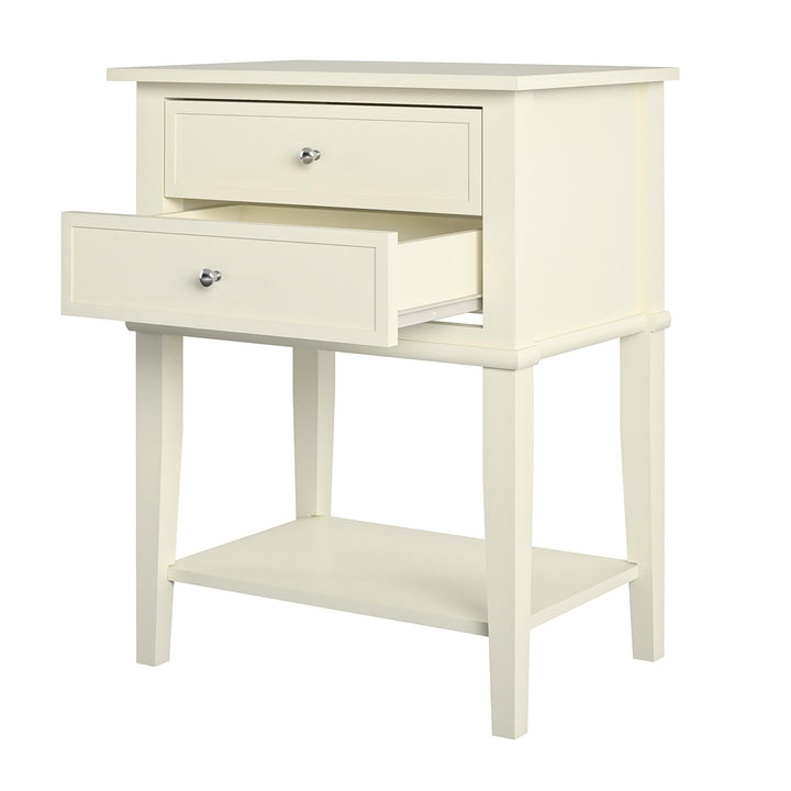 Franklin Accent Table with 2 Drawers - White