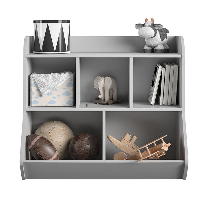 Jocelyn Storage Bookcase and Toy Box with 5 Open Compartments - Dove Gray