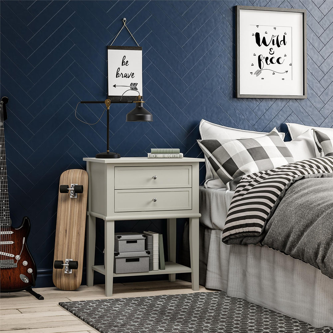 Franklin Accent Table with 2 Drawers - White