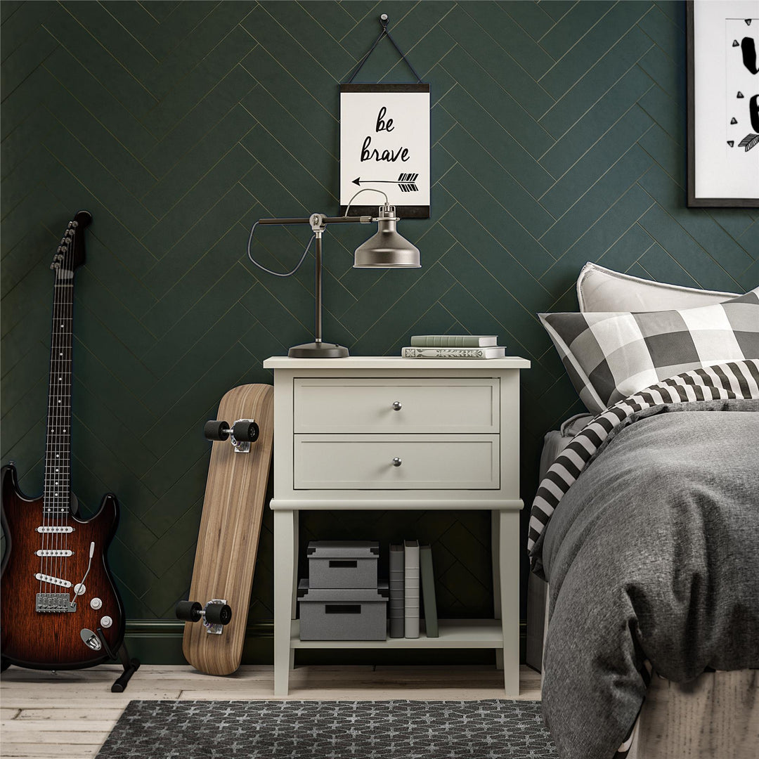 Franklin Accent Table with 2 Drawers - White