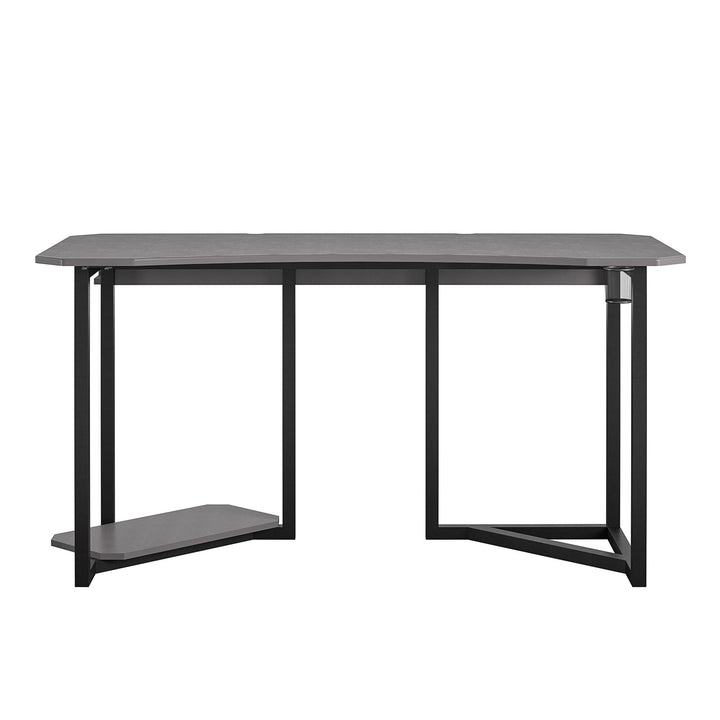 Quest Curved Gaming Desk Workstation with CPU Stand - Gray