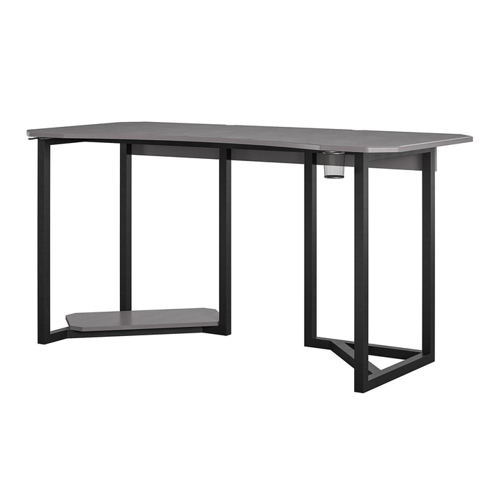 Quest Curved Gaming Desk Workstation with CPU Stand - Gray