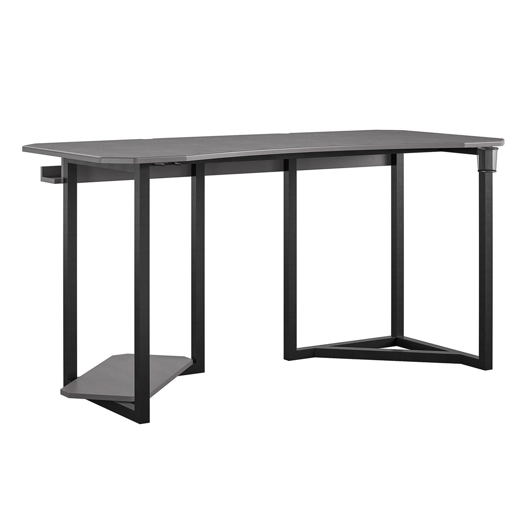 Quest Curved Gaming Desk Workstation with CPU Stand - Gray