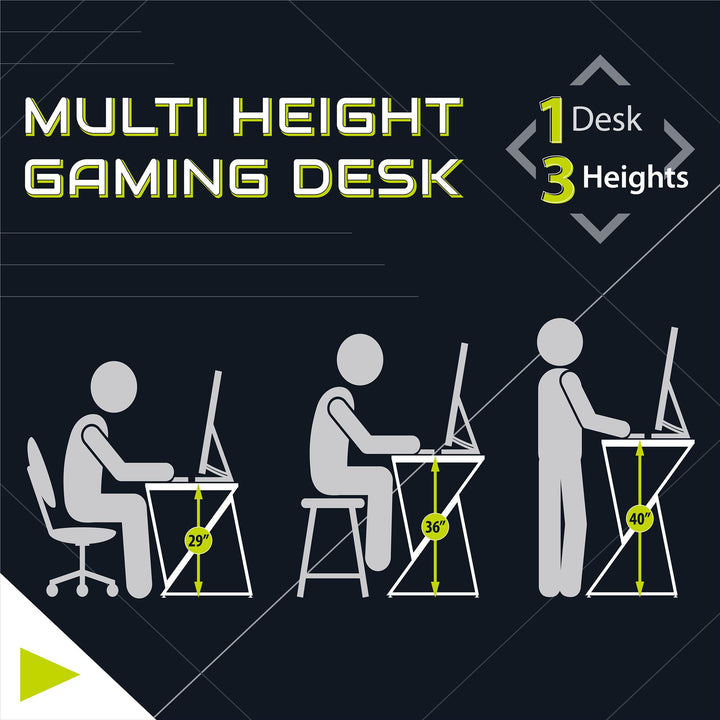 Genesis Height Adjustable Gaming Desk with LED Lights - White