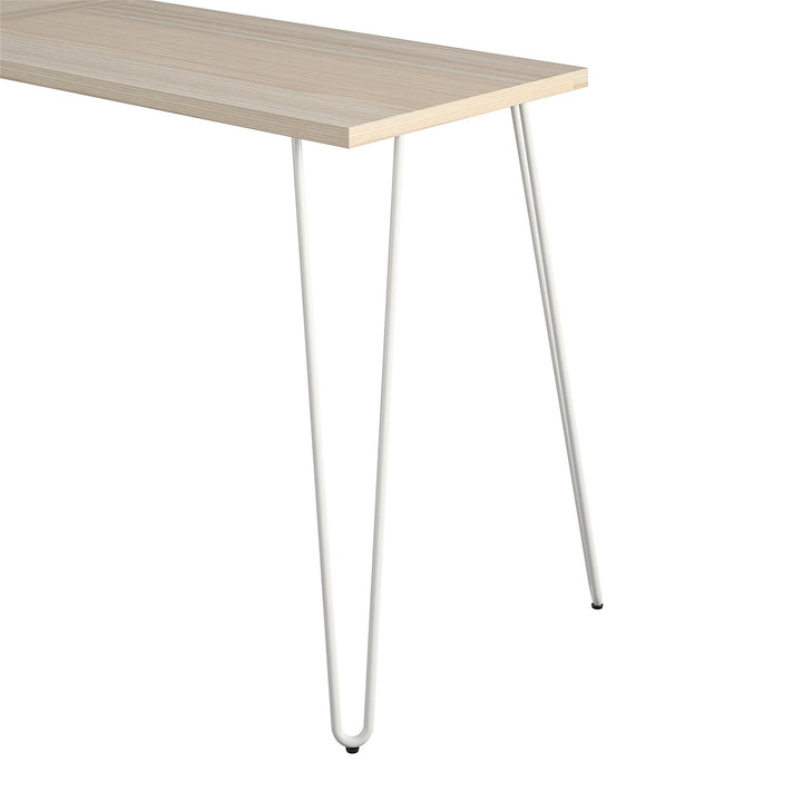 Haven Retro Computer L Desk with Riser and Metal Hairpin Legs - Natural/White