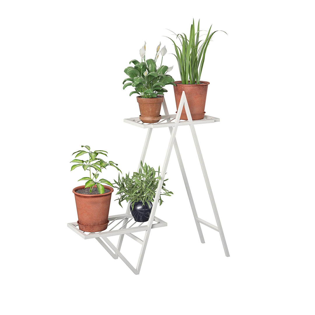 Botanika Plant Stand with 2 Metal Shelves for Potted Flowers - White