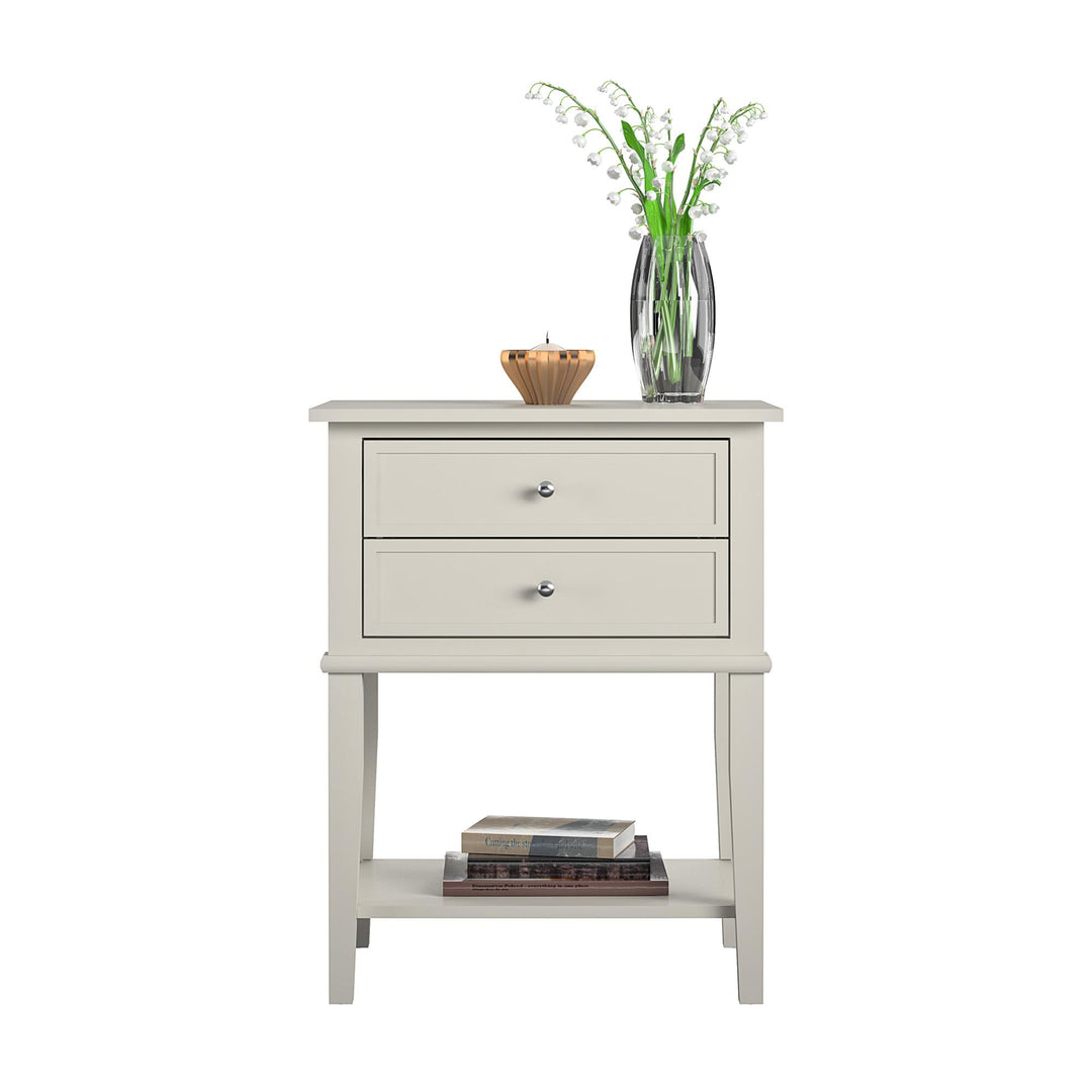 Franklin Nightstand Table with 2 Drawers and Lower Shelf - Taupe