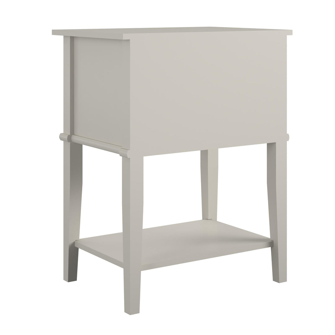Franklin Nightstand Table with 2 Drawers and Lower Shelf - Taupe