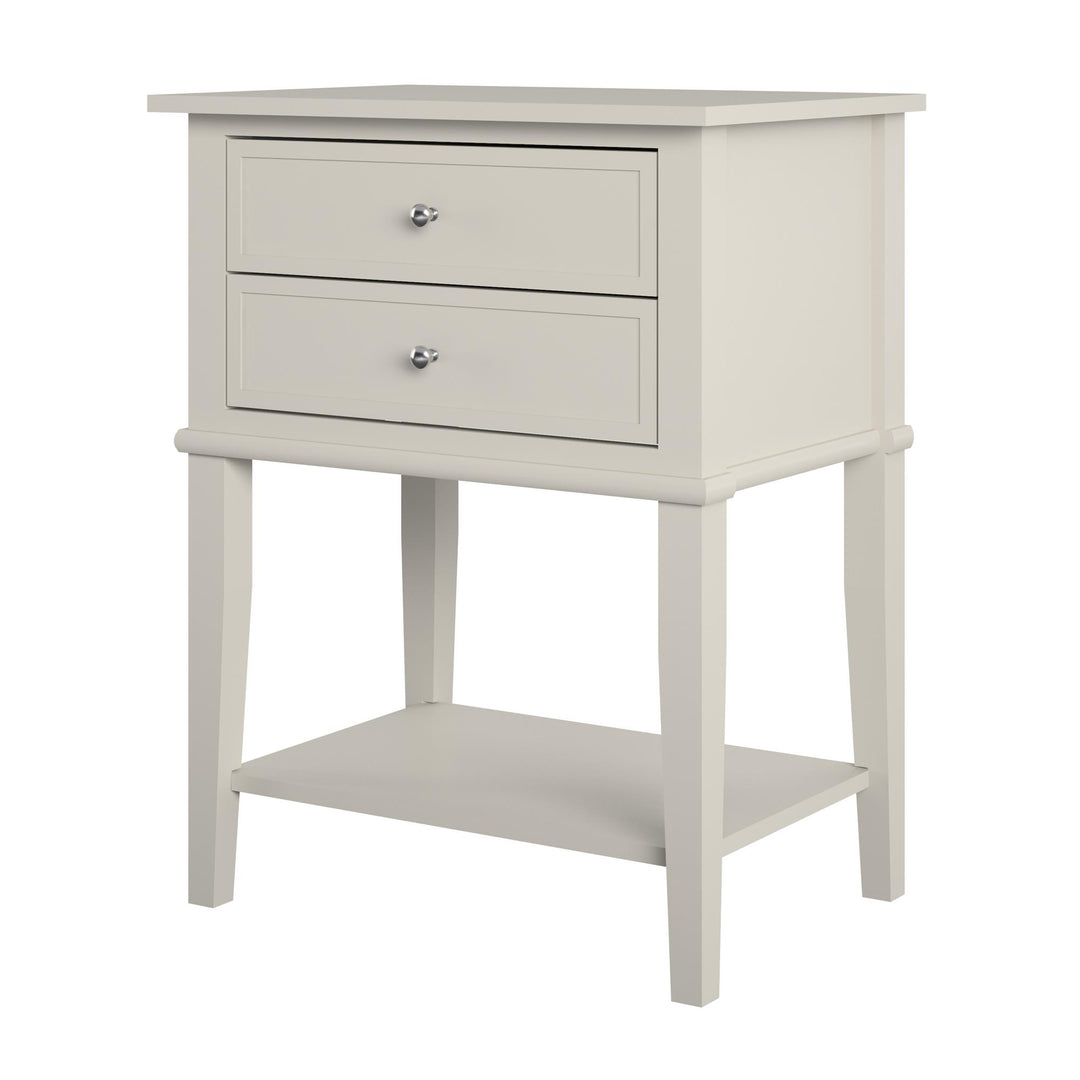 Franklin Nightstand Table with 2 Drawers and Lower Shelf - Taupe