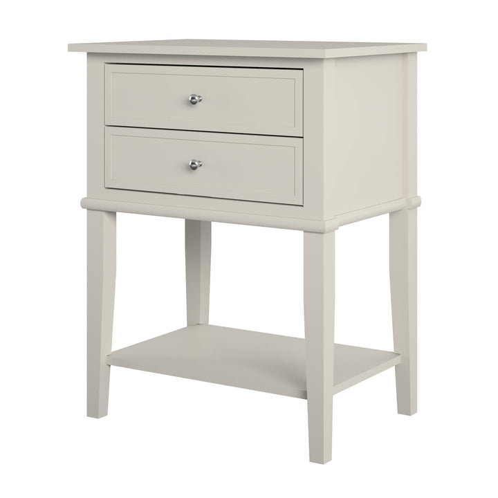 Franklin Nightstand Table with 2 Drawers and Lower Shelf - Taupe