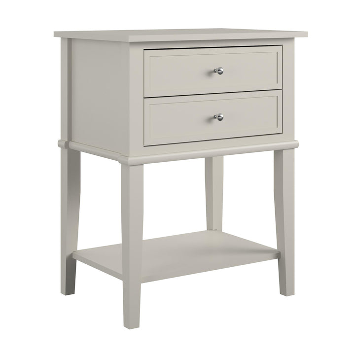 Franklin Nightstand Table with 2 Drawers and Lower Shelf - Taupe