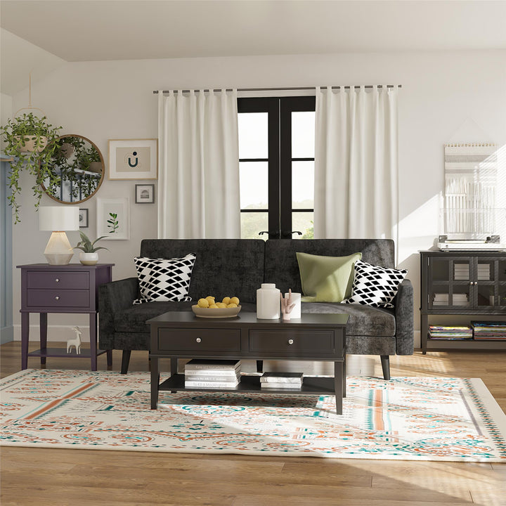 Franklin Nightstand Table with 2 Drawers and Lower Shelf - Purple