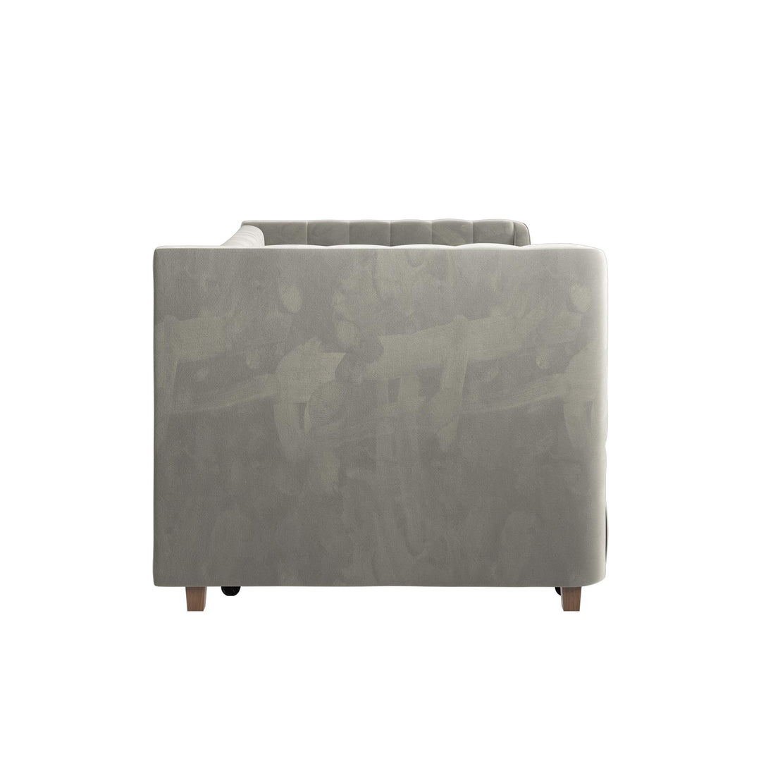 Valentina Upholstered Daybed with Trundle and Vertical Stitching - Gray - Twin