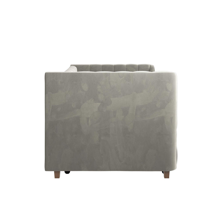 Valentina Upholstered Daybed with Trundle and Vertical Stitching - Gray - Twin