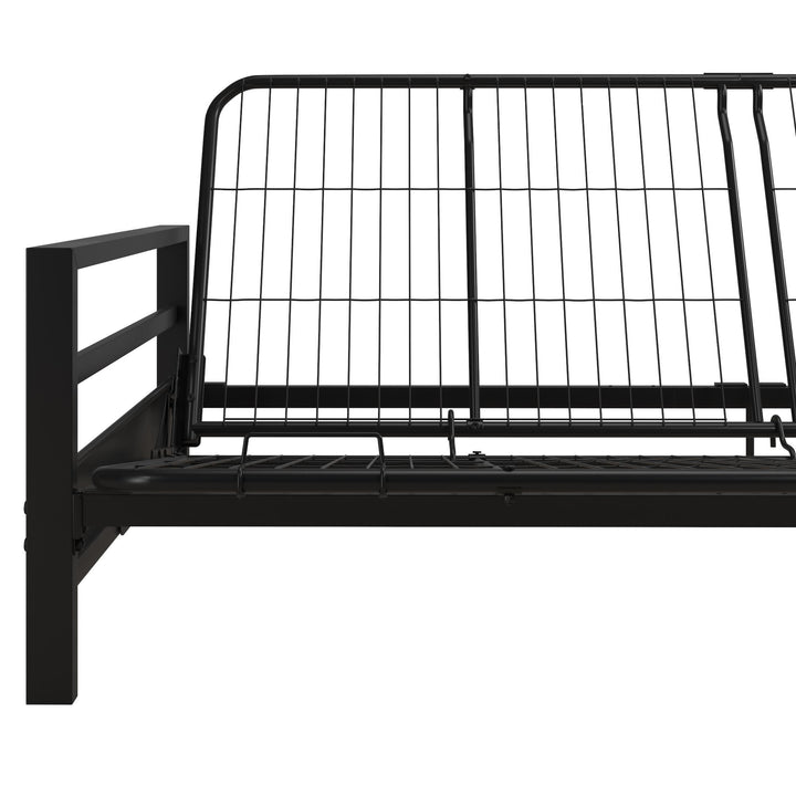 Miles Metal Futon Frame with Metal Mesh and Retainer Clips - Black
