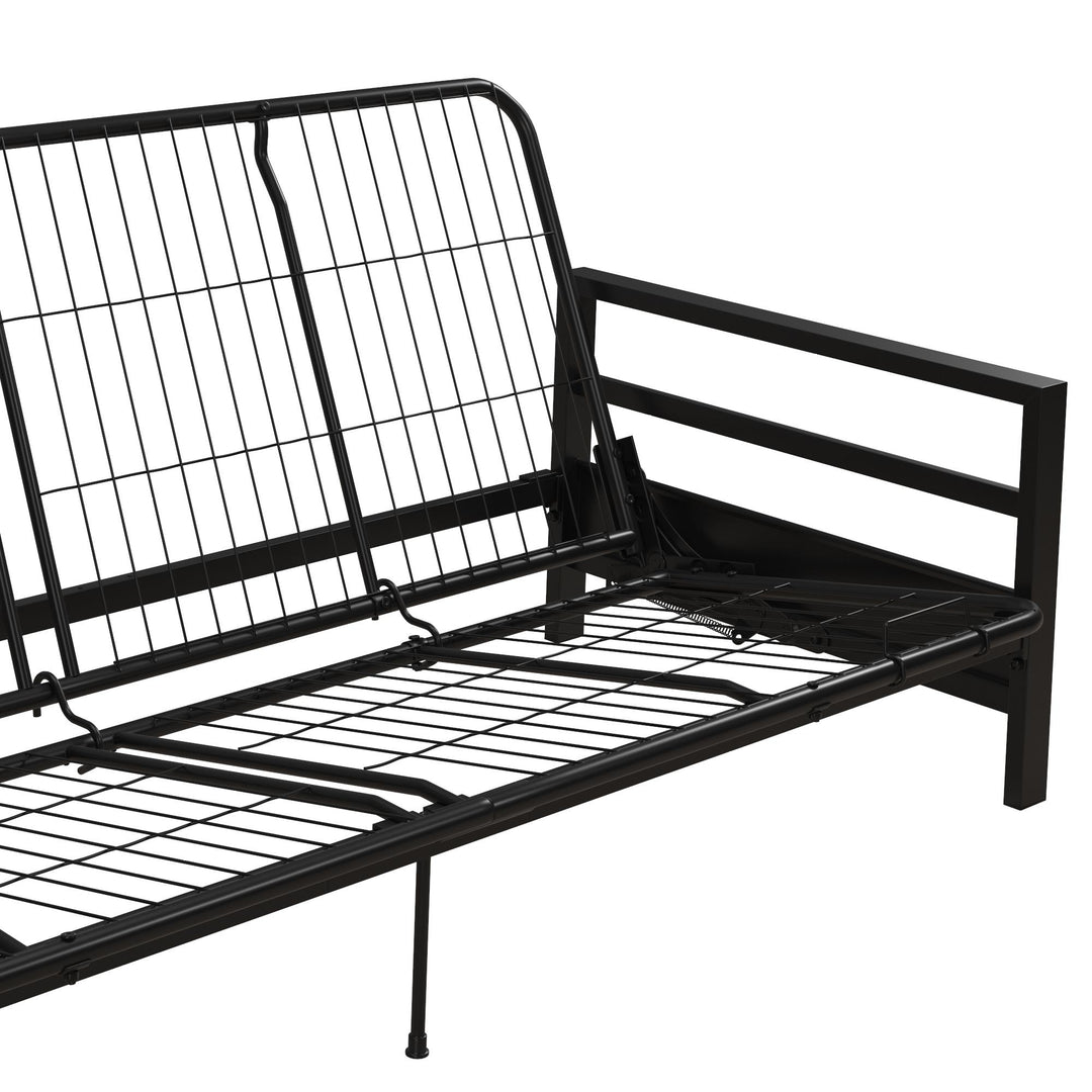 Miles Metal Futon Frame with Metal Mesh and Retainer Clips - Black