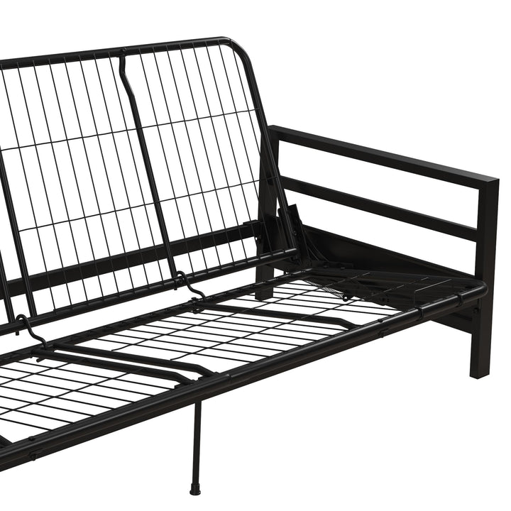 Miles Metal Futon Frame with Metal Mesh and Retainer Clips - Black