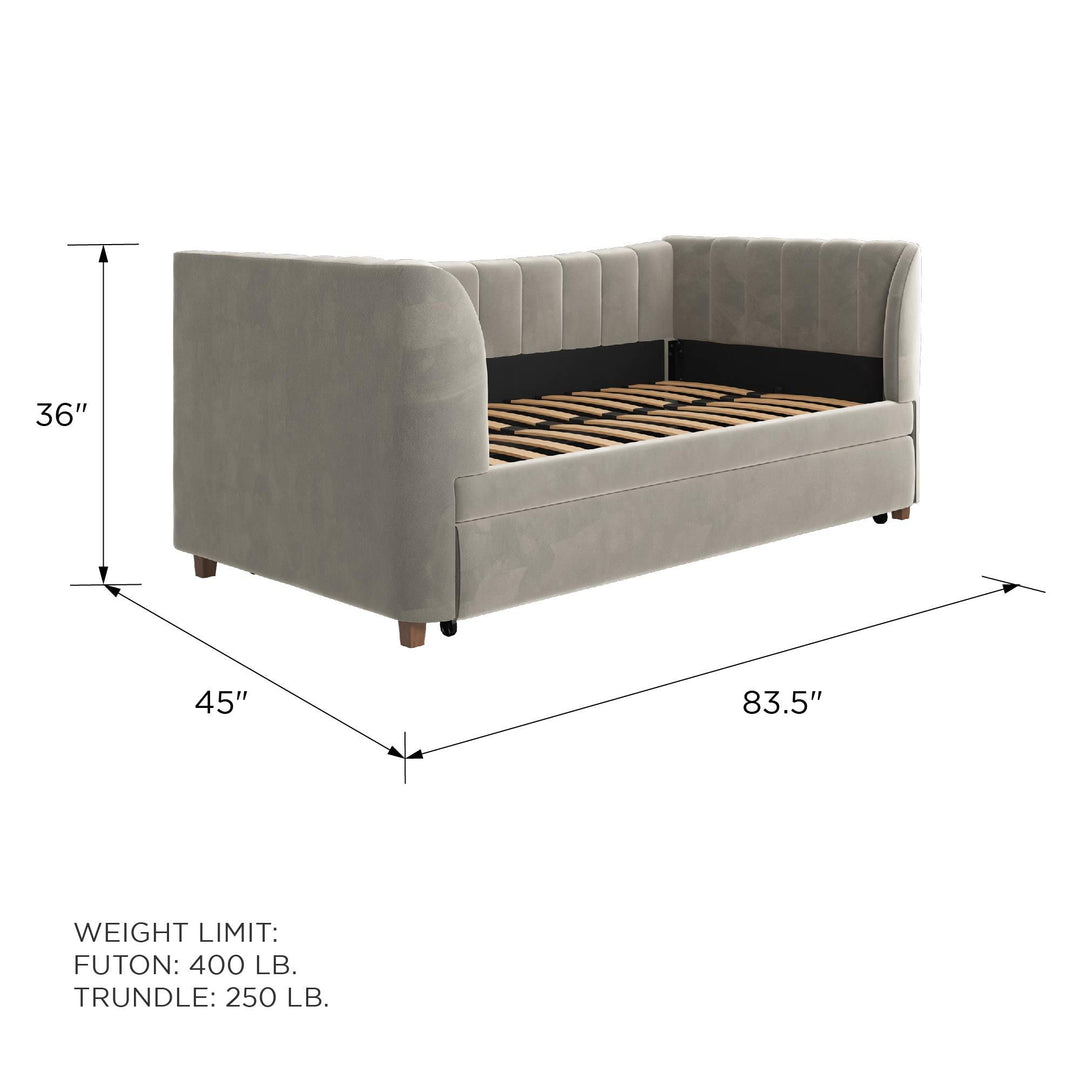 Valentina Upholstered Daybed with Trundle and Vertical Stitching - Gray - Twin